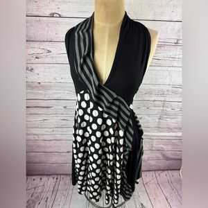 NWT Seven Waves Mixed Patterns Y2K sleeveless Polka Dot Dress size 3 (M) Stripes